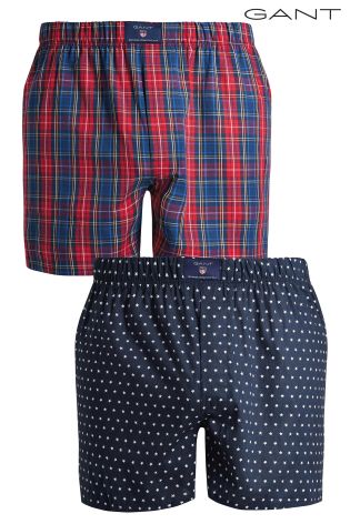 Gant Red/Navy Woven Boxers Two Pack